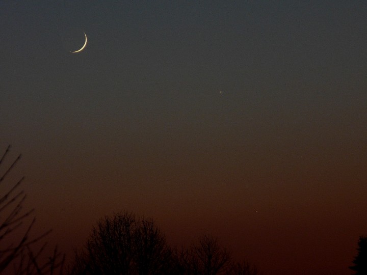 Mond, Jupiter und Merkur am 29.12.2008